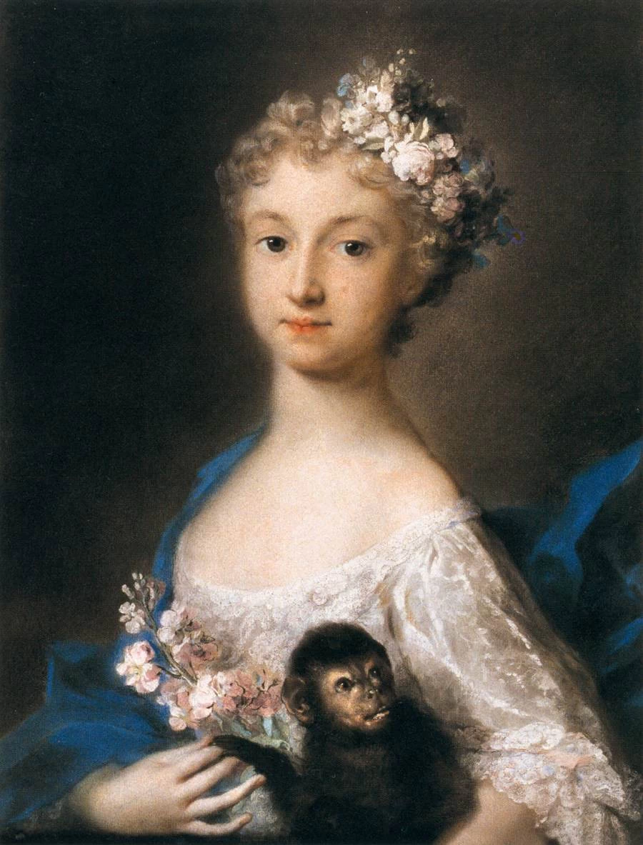 Ritratto di giovane ragazza che tiene una scimmia - Louvre, Parigi